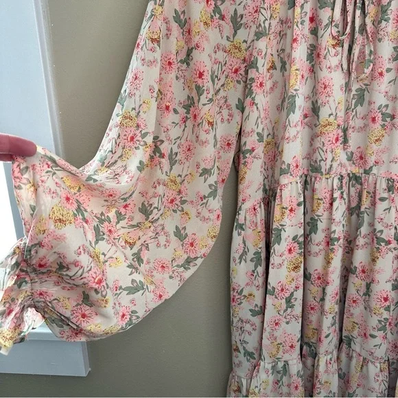 Dress Forum Los Angeles Women’s Floral Sheer Tiered Dress Size Large - Picture 4 of 7